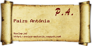 Paizs Antónia névjegykártya